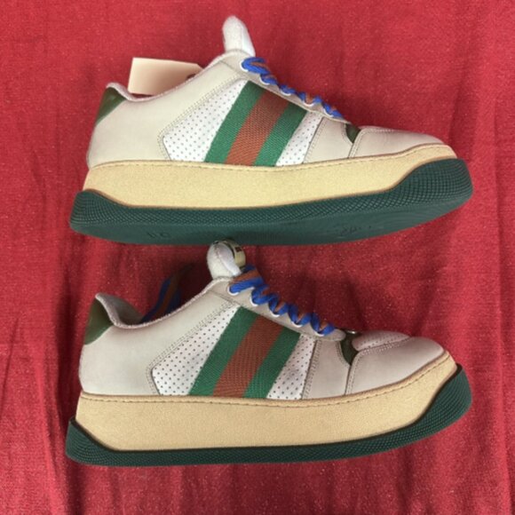 Gucci Men\'s Double Screener Leather Low- Top Sneakers Size 8